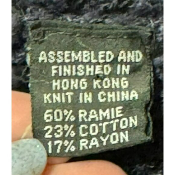 NWT Carole Little Hand Knit Navy Blue Sweater M Medium Cotton/Ramie/Rayon Blend - Picture 5 of 10